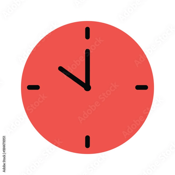 Obraz Simple red clock face showing time