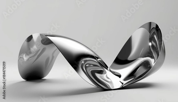 Obraz Abstract silver wave shape on gray background
