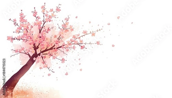 Obraz Cherry blossom branches with falling petals
