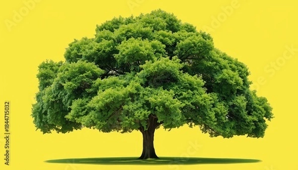 Obraz Green tree isolated on yellow background
