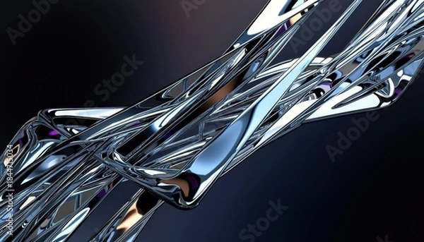 Obraz Abstract metallic ribbon with reflective surface
