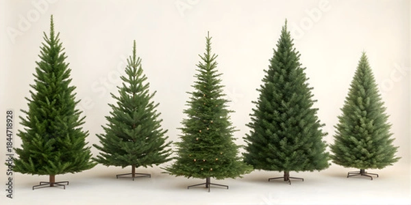 Obraz Slim, Medium, and Dense Christmas Pine Tree Collection