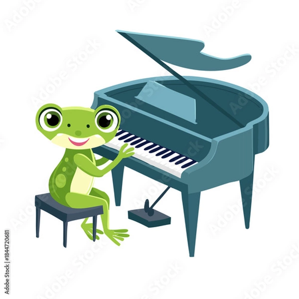 Obraz frog playing piano