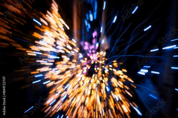 Obraz Christmas lights zooming out blur effect. 