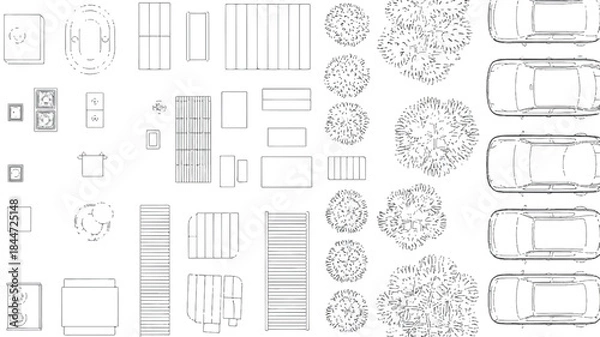 Obraz Top view architectural plan for modern building design
