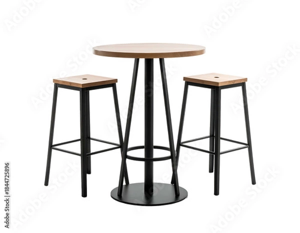 Obraz Round cafe table with two stools