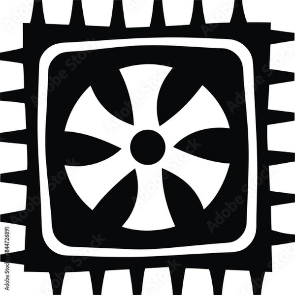 Fototapeta processor icon silhouette vector illustration on transparent background