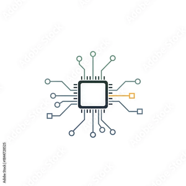 Obraz Electronic circuit board with microchip and wires