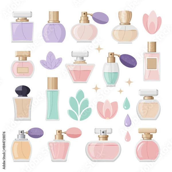 Obraz Elegant Perfume Bottles Illustration Collection
