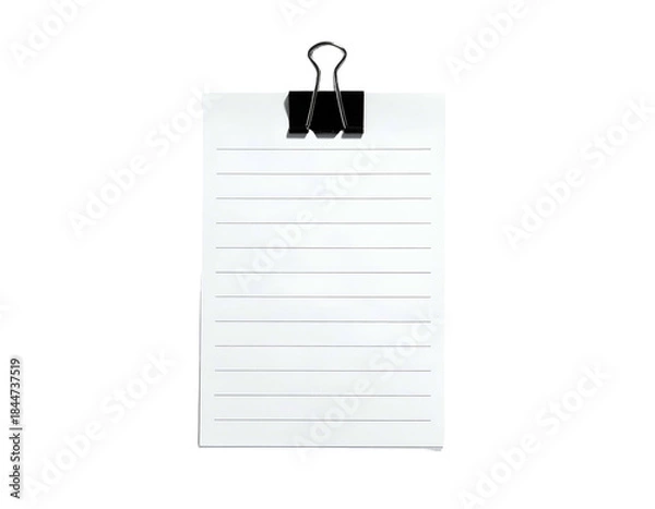 Obraz Lined paper sheet held by a clip