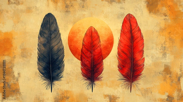 Obraz Rustic mandala feather pattern hand-drawn