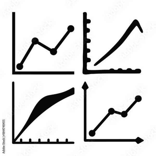 Fototapeta Collection of simple data visualization graphs and charts for business analysis