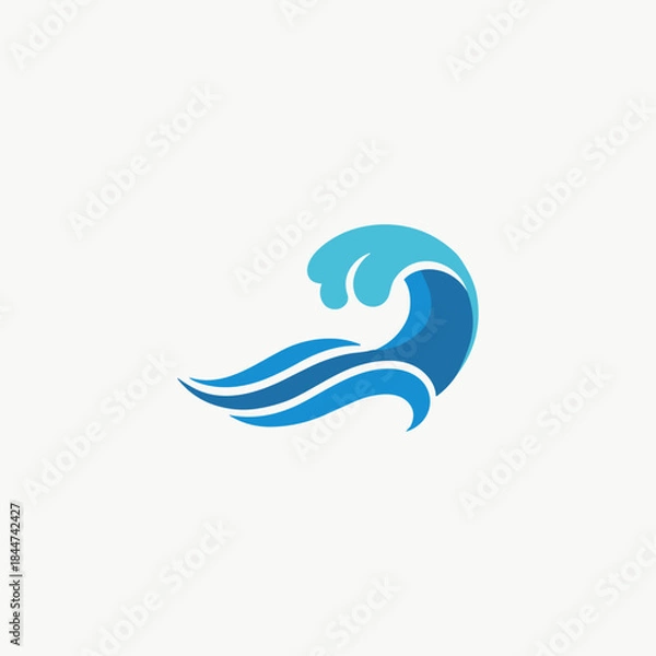 Fototapeta Ripple water wave icon logo flat vector design