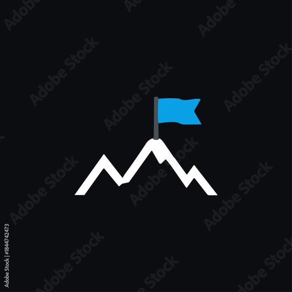 Obraz Mountain climbing, Mountain peak icon logo flat vector design