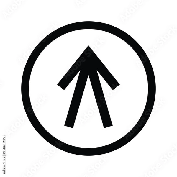 Obraz Black arrow icon pointing upwards inside a circle