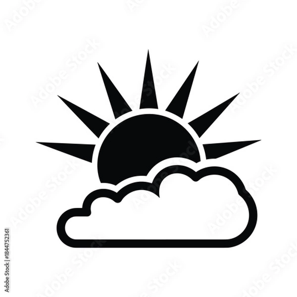 Obraz Sun behind cloud icon
