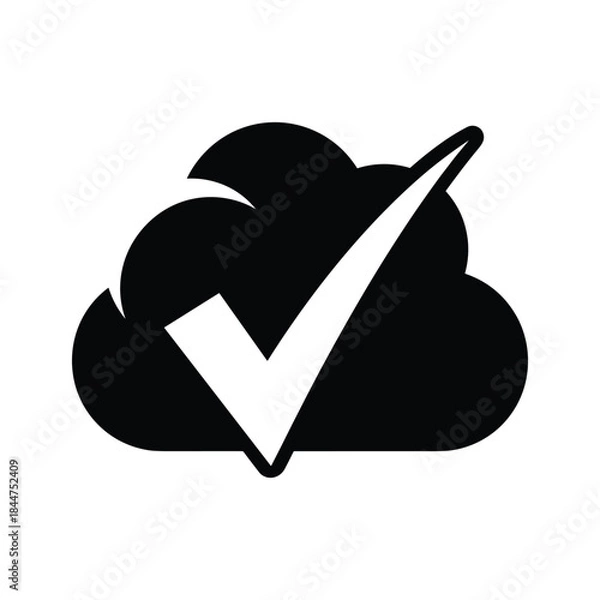 Obraz Cloud with checkmark symbolizing approval or confirmation