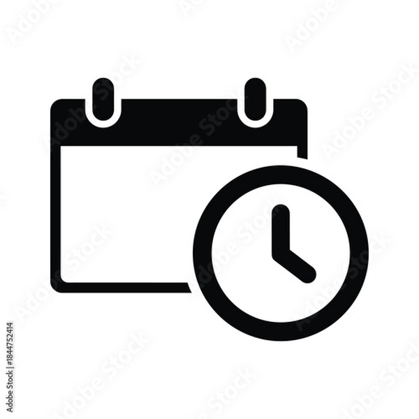 Obraz Calendar with clock icon indicating time and schedule