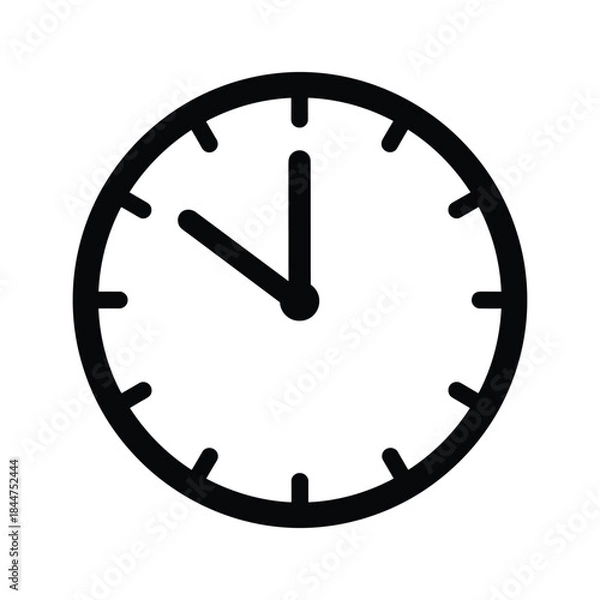 Obraz Simple black clock icon on white background