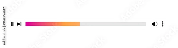 Fototapeta Modern Audio Player Progress Bar UI Interface isolated on white background