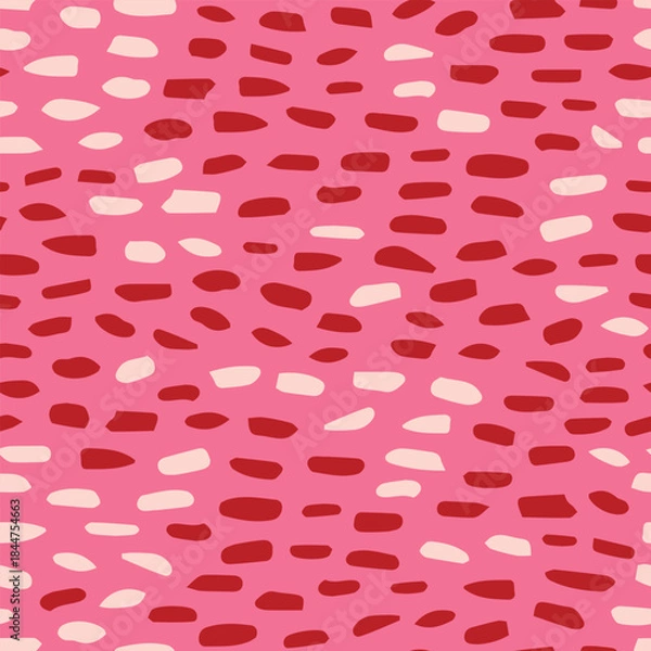 Obraz Pretty pink spots seamless repeat pattern. Vector, dotted geometric shapes aop, all over surface print.