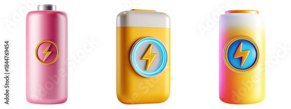 Obraz 3D Batteries on Transparent Background