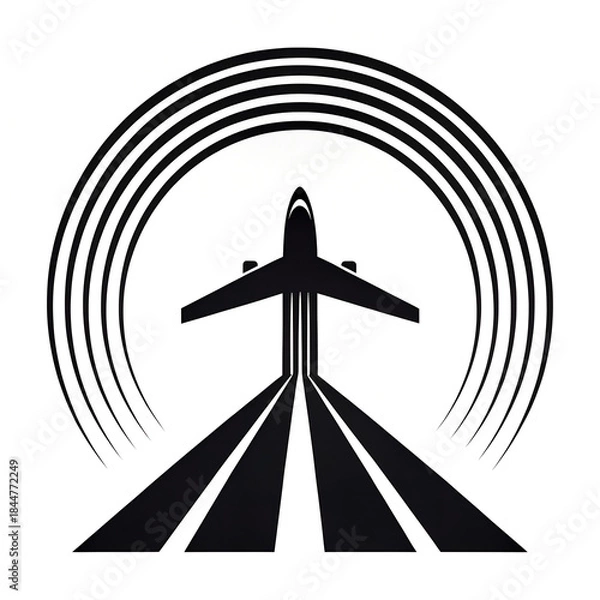 Fototapeta icon plane taking off, Retro Flight Logo Design