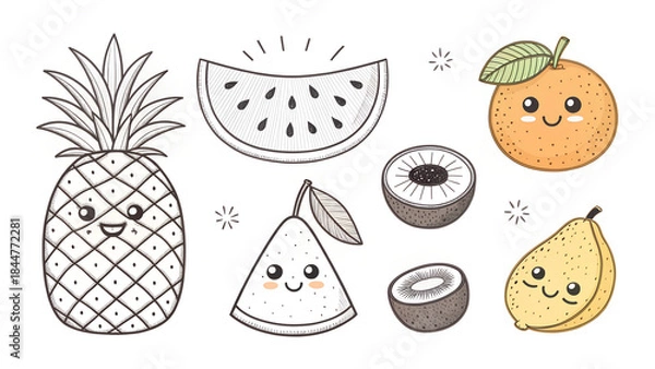 Fototapeta Adorable Fruit Characters