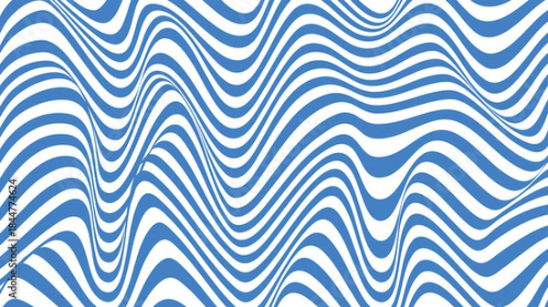 Obraz Abstract Blue and White Wavy Stripes Seamless Pattern Background