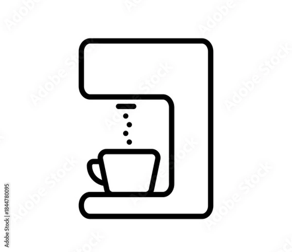 Obraz Coffee maker, vending machine icon, vector flat black outline illustration