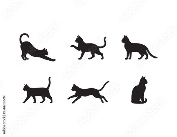 Fototapeta Cats Silhouette Set Vector