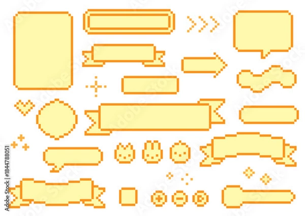 Obraz ドット絵の見出し枠・ふきだしセット