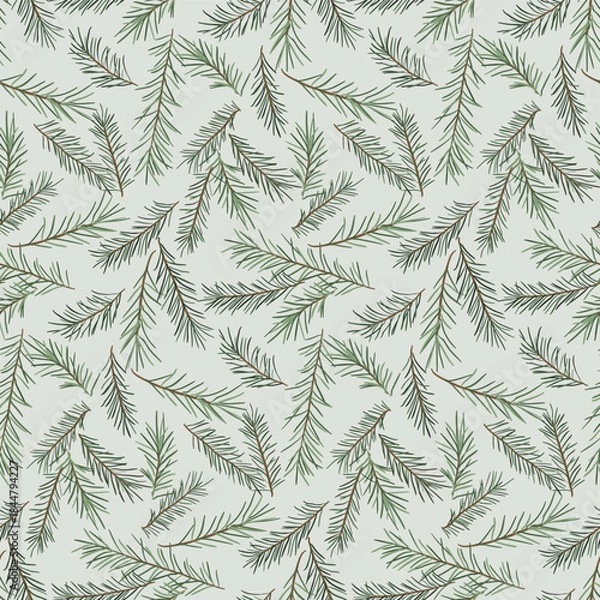 Obraz Fir tree branch seamless pattern
