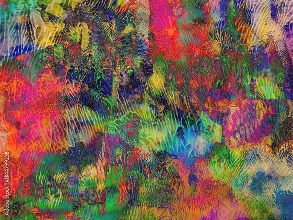 Obraz layered, multicolored dendritic paint effect
