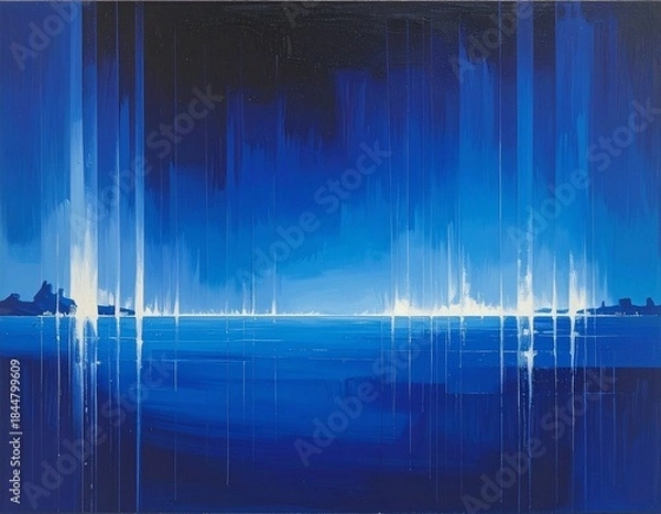 Obraz blue gradient with vertical white highlights AI generated