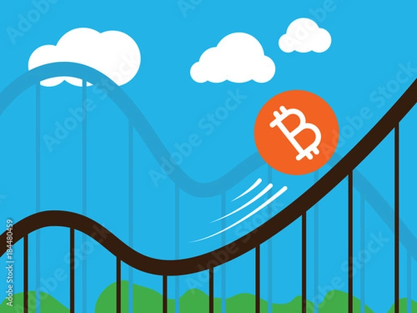 Obraz bitcoin coin on roller-coaster