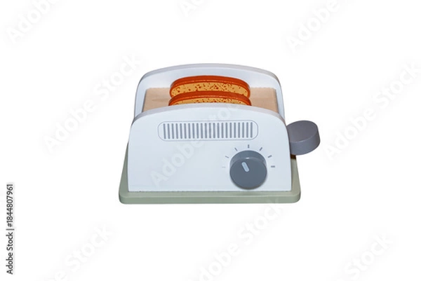 Fototapeta Minimalist Wooden Toy Toaster with Bread Slices