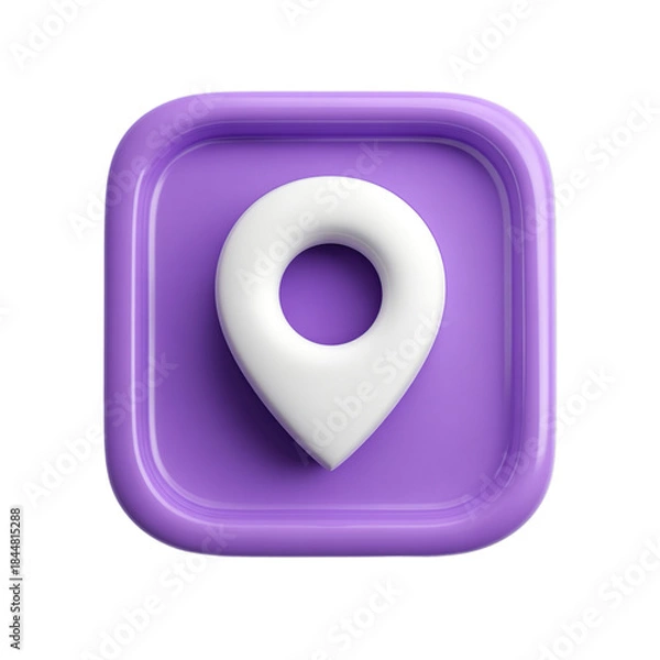 Obraz Glossy 3D Purple Location Icon for Map and Navigation