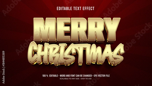 Fototapeta merry christmas editable text effect 3d	