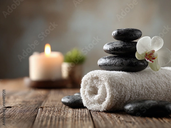 Obraz Professional Spa Massage Setting with Stones