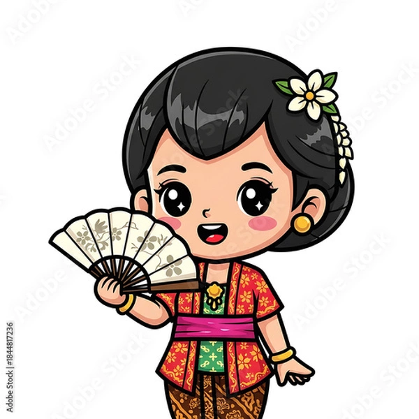Fototapeta Javanese Girl Cartoon. (10)
