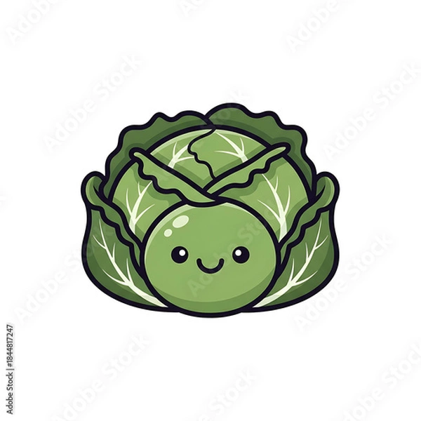 Fototapeta Cute Cabbage Character. (5)