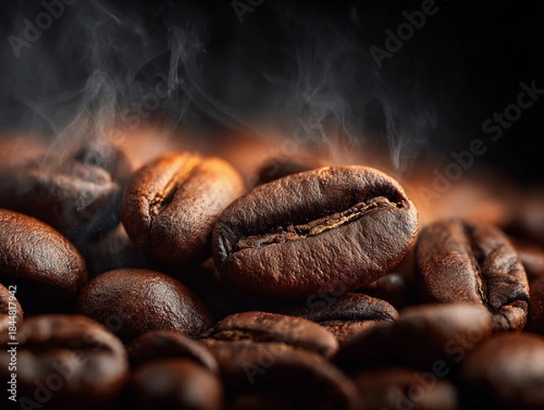 Obraz Close Up of Coffee Beans Roasting Texture