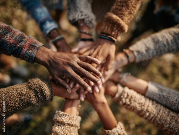 Obraz Diversity Hands Stacked Together Teamwork