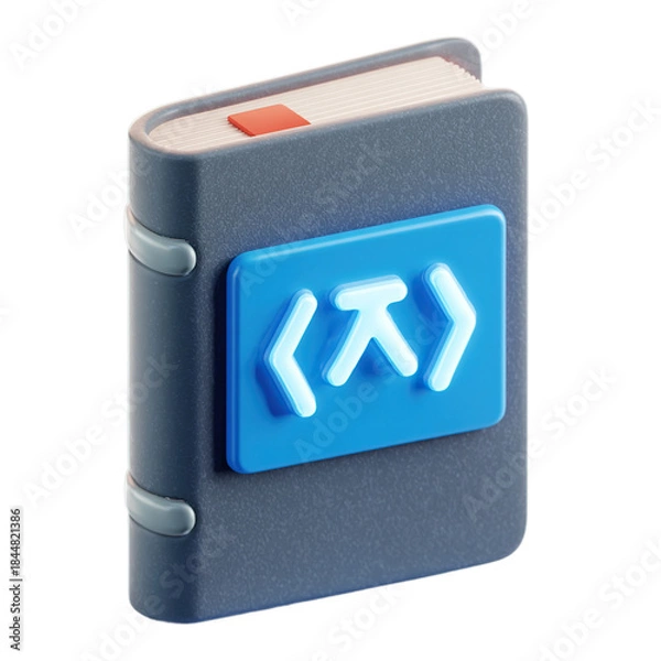 Obraz 3D Icon Of Computer Science Coding Book With Code Tag