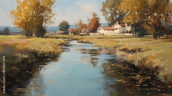 Obraz autumn landscape with river