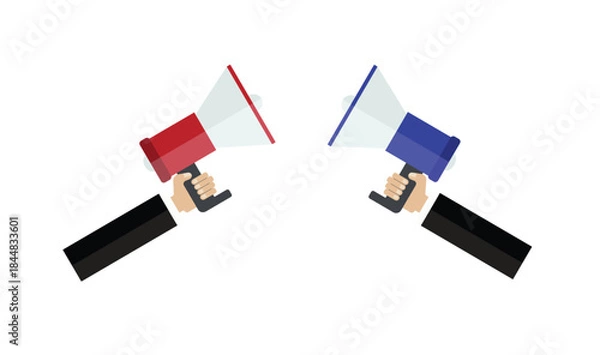 Fototapeta Illustration hand hold speaker isolated