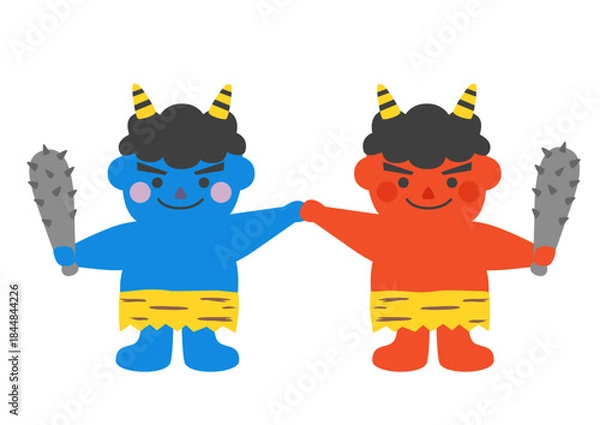 Fototapeta 節分の赤鬼と青鬼のイラスト