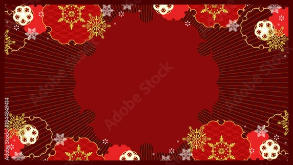 Obraz 和と雪の伝統的な美しい背景素材、16:9