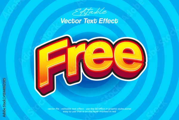 Fototapeta Free text sticker with 3d vector text effect